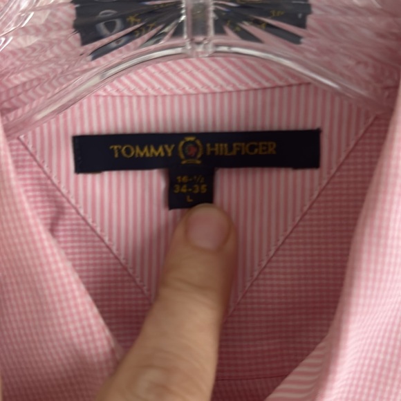Tommy Hilfiger Classic Pink Check Dress Shirt, Size L (16.5, 34-35) - Picture 5 of 11